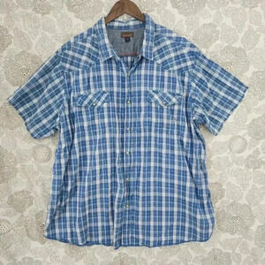 Northwest‎ Territory Men's XXXL Button down Shirt Plaid Pearl Snap Blue 427